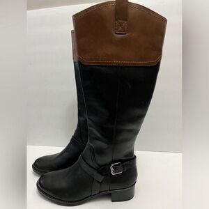 Franco Sarto Leather Corbeit 2 Knee High Riding Boots Black Brown Women Size 7